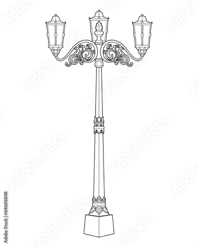 lamp post line vector illustration