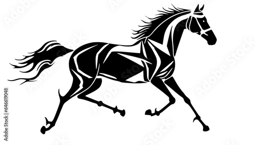 Black and white fast horse