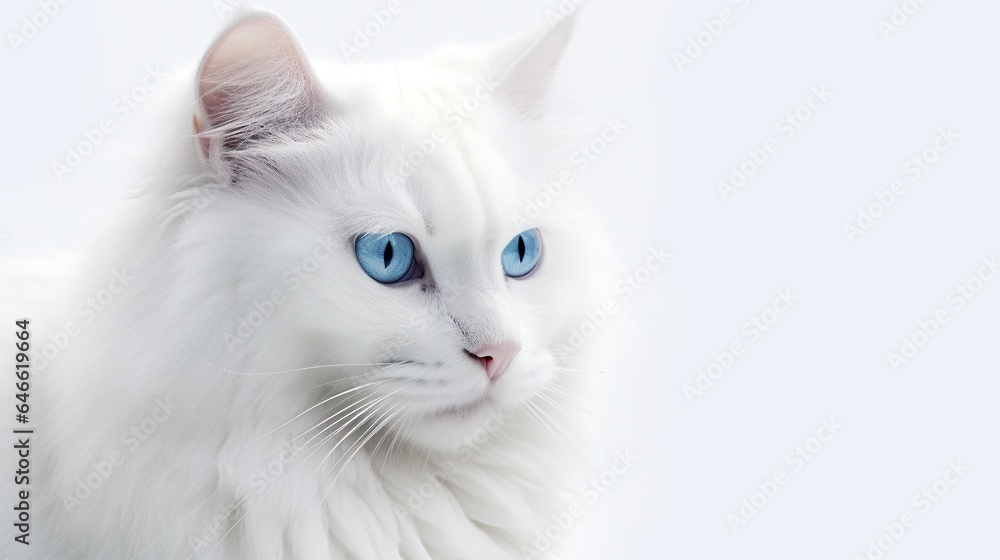 Obraz premium free photos cute white cat white background.Generative AI