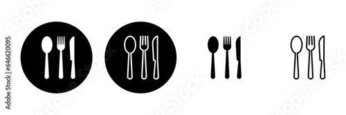 spoon and fork icon set. spoon, fork and knife icon vector. restaurant icon