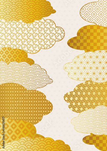 金の和柄背景　ゴールドのグラデーションイラスト
