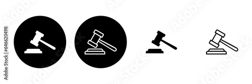 Gavel icon set. judge gavel icon vector. law icon vector. auction hammer