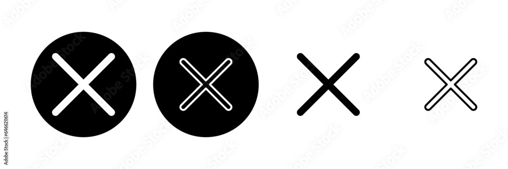 Close icon set. Delete icon vector. cross sign Close icon set. Delete icon vector. cross sign