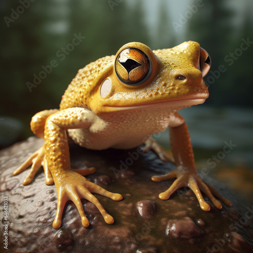 a cute 3d frog with a unique motif