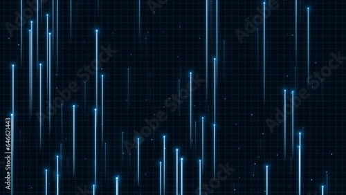 Abstract background technology Animation wave pattern . Digital dynamic wave of particles. Abstract dark futuristic background. Big data visualization.