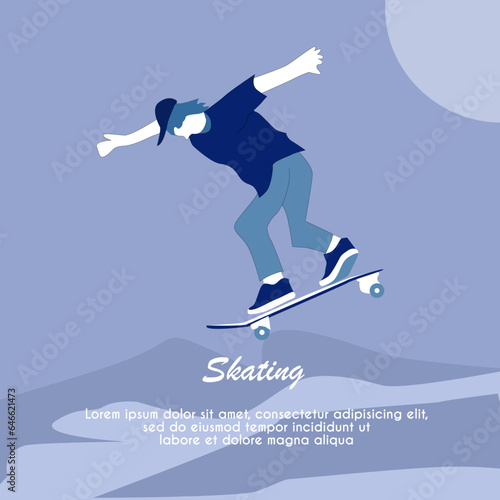 A man wears a skate board to celebrate motor vehicle free day and reduce the amount of carbon
