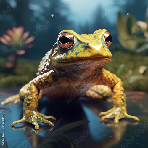 a cute 3d frog with a unique motif