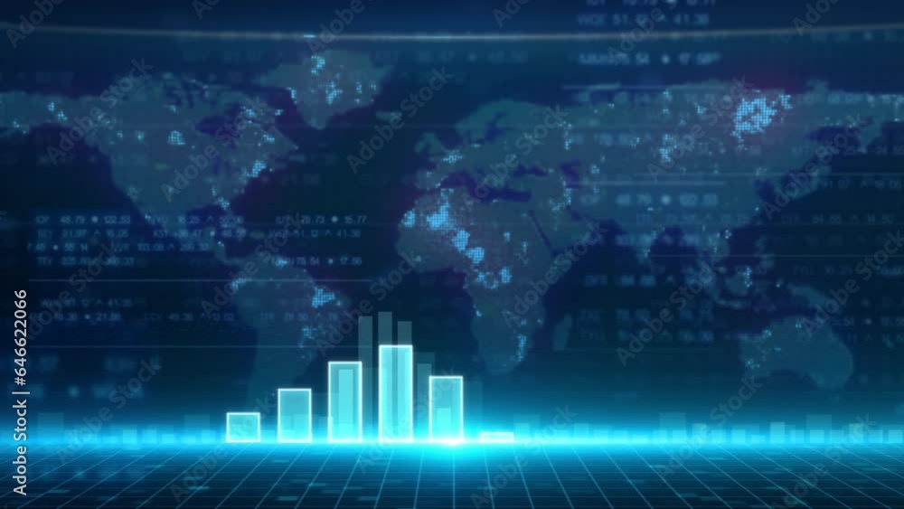 Stock market graph with world globe information finance business analysis concept.