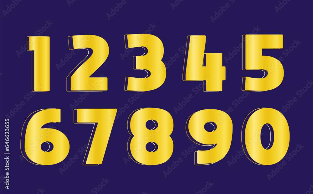 Golden elegant numbers font Golden elegant numbers font