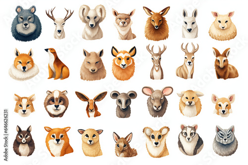 collection of vector animals white background