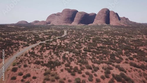 Uluru-Kata Tjuta National Park in outback Australia. (aerial photography)