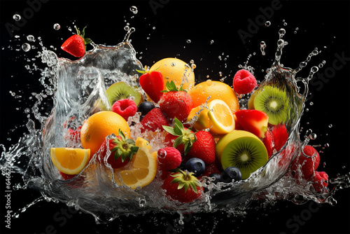 Früchte, Salat, Obst und Wasser