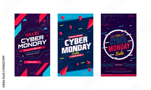 Cyber monday sale social media banner story set pack template design collection