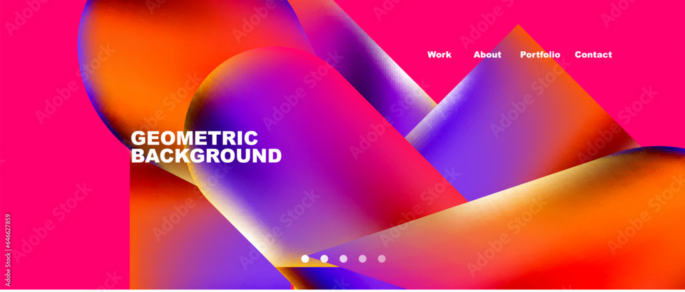 Landing page background template. Colorful plastic round shapes abstract composition. Vector illustration for wallpaper, banner, background Landing page background template. Colorful plastic round shapes abstract composition. Vector illustration for wallpaper, banner, background
