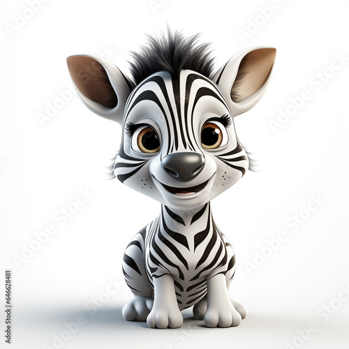 3d cartoon cute zebra
