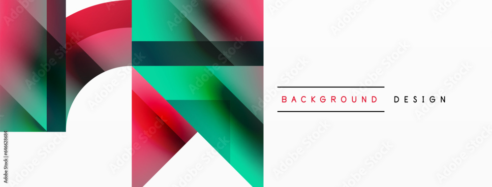 Geometric background with squares, triangles, circles. Shapes harmoniously interact, creating visually striking design for digital designs, presentations, website banners, social media posts Geometric background with squares, triangles, circles. Shapes harmoniously interact, creating visually striking design for digital designs, presentations, website banners, social media posts