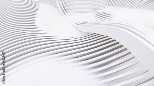 Abstract Curved Shapes. White Circular Background.