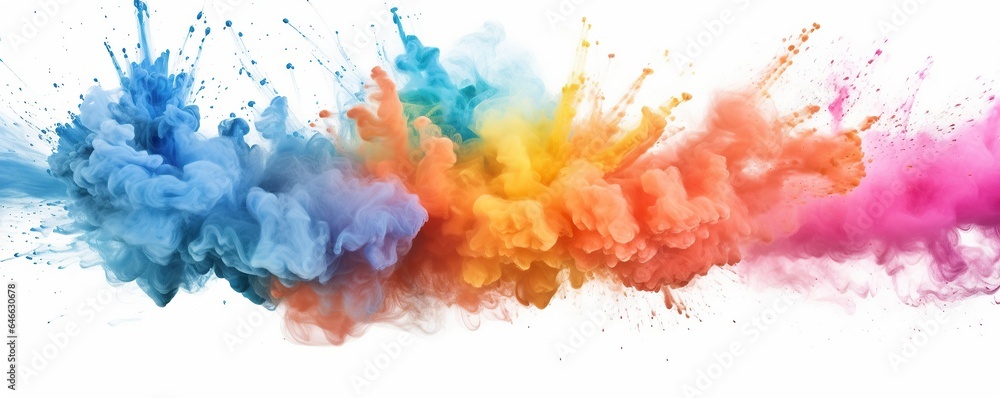 Abstract colorful splashes on white background.Generative AI