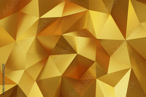 Abstract geometric gold color background  polygon  low poly pattern. 3d render illustration. 