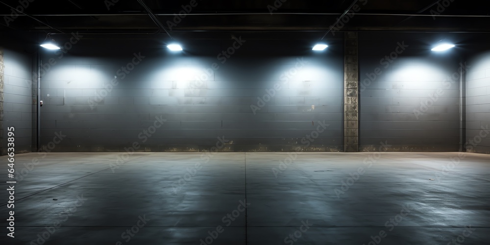 Empty parking lot with wall background