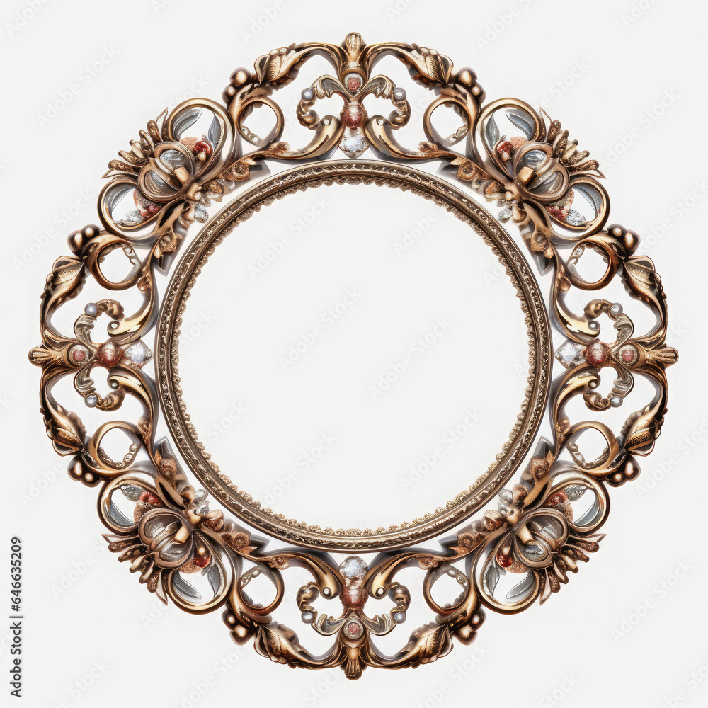 Elaborate filigree Round borders on white Background, AI Generated Elaborate filigree Round borders on white Background, AI Generated