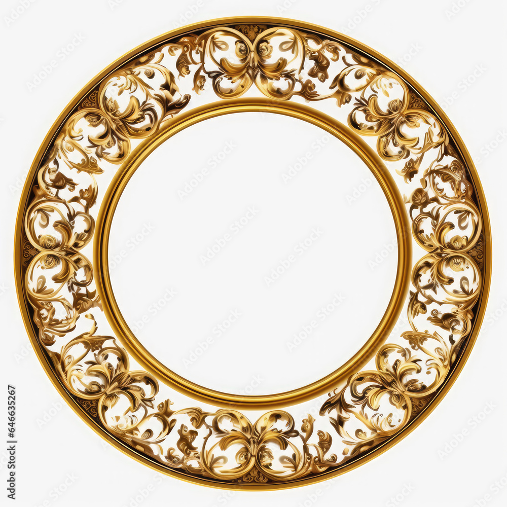 Elaborate filigree Round borders on white Background, AI Generated Elaborate filigree Round borders on white Background, AI Generated