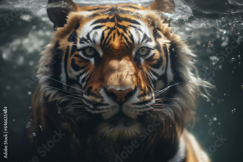 tiger swimming in under water  create using generative AI tools