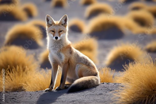 Andean fox in the hills