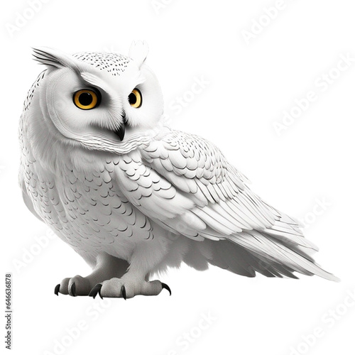 white owl isolated on transparent background