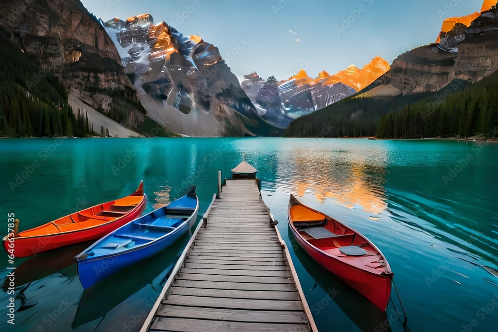 canoe on lake canoe on lake