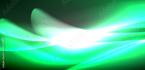 Neon-lit waves surge across background, mesmerizing dance of luminescence and motion. Dynamic backdrop captures essence of energy and modern aesthetics