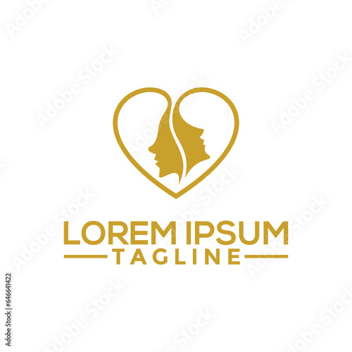 love symbol with two faces. vector logo