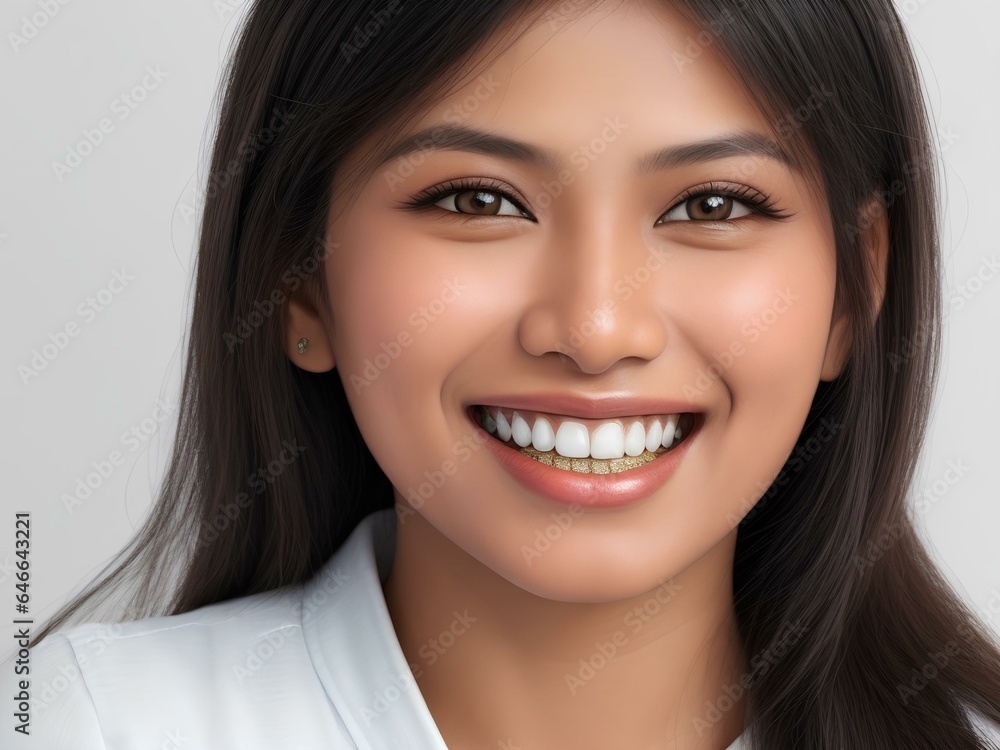 portrait of a woman smiling face in studio portrait of a woman smiling face in studio