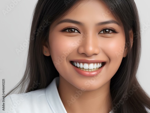 portrait of a woman smiling face in studio