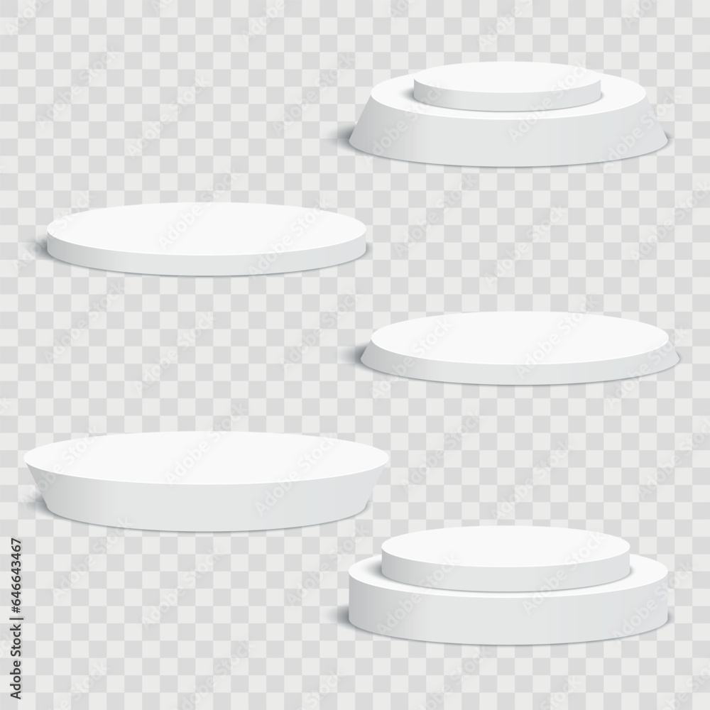 Winner white podiums or exhibition pedestals, two-stepped scenes. Vector Winner white podiums or exhibition pedestals, two-stepped scenes. Vector