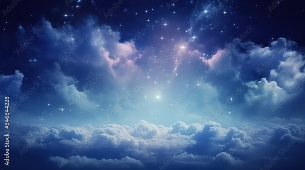 Fototapeta Space of night sky with cloud and stars background.