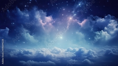 Space of night sky with cloud and stars background.