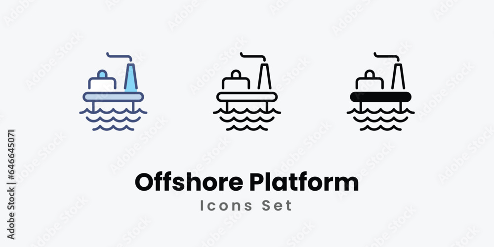 Offshore Platform Icons set stock illustration. Offshore Platform Icons set stock illustration.