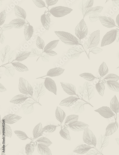 Monochromatic Light nature, Botanical shapes, Hand drawing, cutouts of tropical leaves, Herb, decorative, Background, Wallpaper, art, illustration