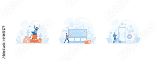 Business concept. Financial consultant, Investment in innovation. set flat vector modern illustration