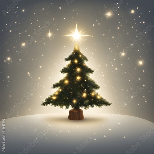 Wallpaper Mural Christmas tree with snow and star, season Torontodigital.ca