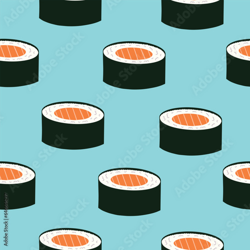 Seamless pattern with sushi. Vector illustration in flat style for your design