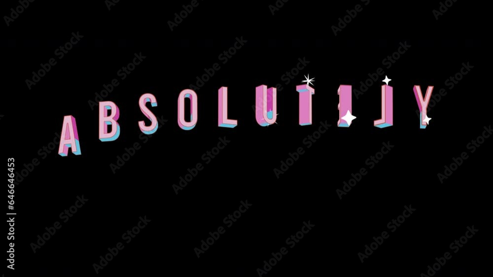 Bright letters jump merrily in the inscription ABSOLUTELY text. Retro. Alpha channel black. In-Out looped. Alpha BW at the end. Looped from frame 120 to 240, Alpha BW at the end Bright letters jump merrily in the inscription ABSOLUTELY text. Retro. Alpha channel black. In-Out looped. Alpha BW at the end. Looped from frame 120 to 240, Alpha BW at the end