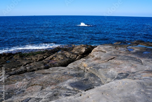 View of Senjojiki with Blue Sky, Shirahama, Japan photo