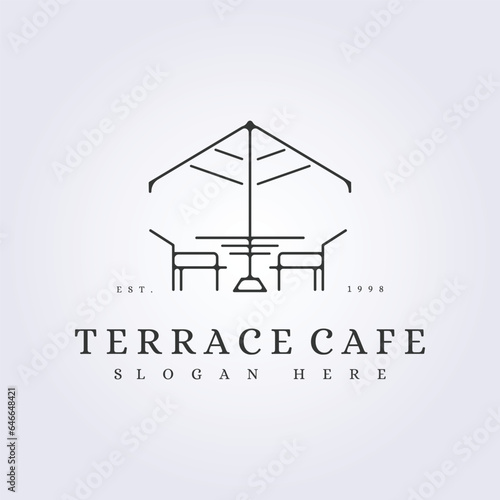 outdoor terrace cafe logo symbol icon sign line art vector illustration design