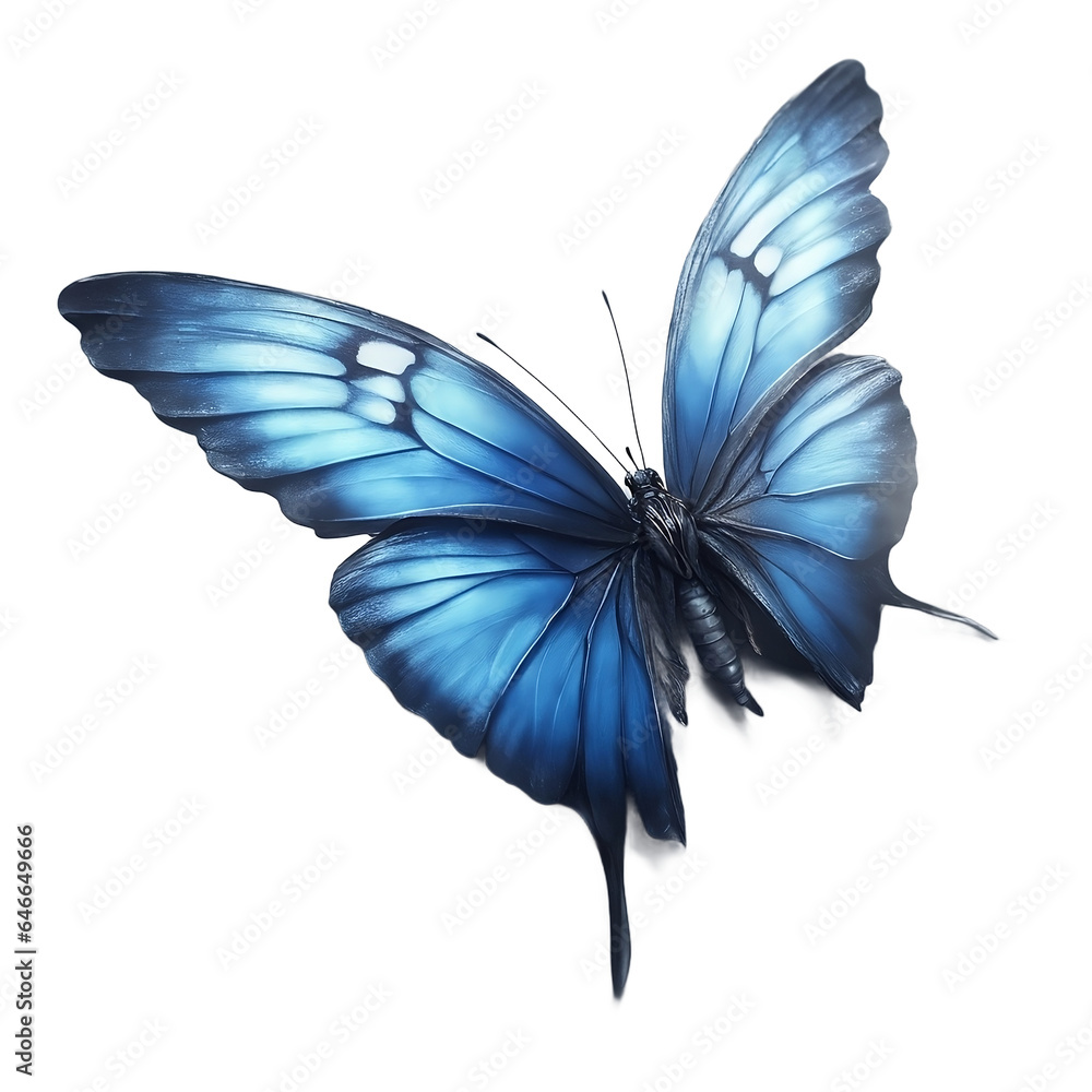 A Blue Butterfly, illustration, Generative AI technology  - obrazy, fototapety, plakaty 