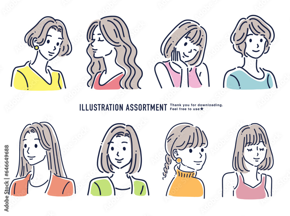 女性のイラスト素材セット
女性のイラスト素材セット