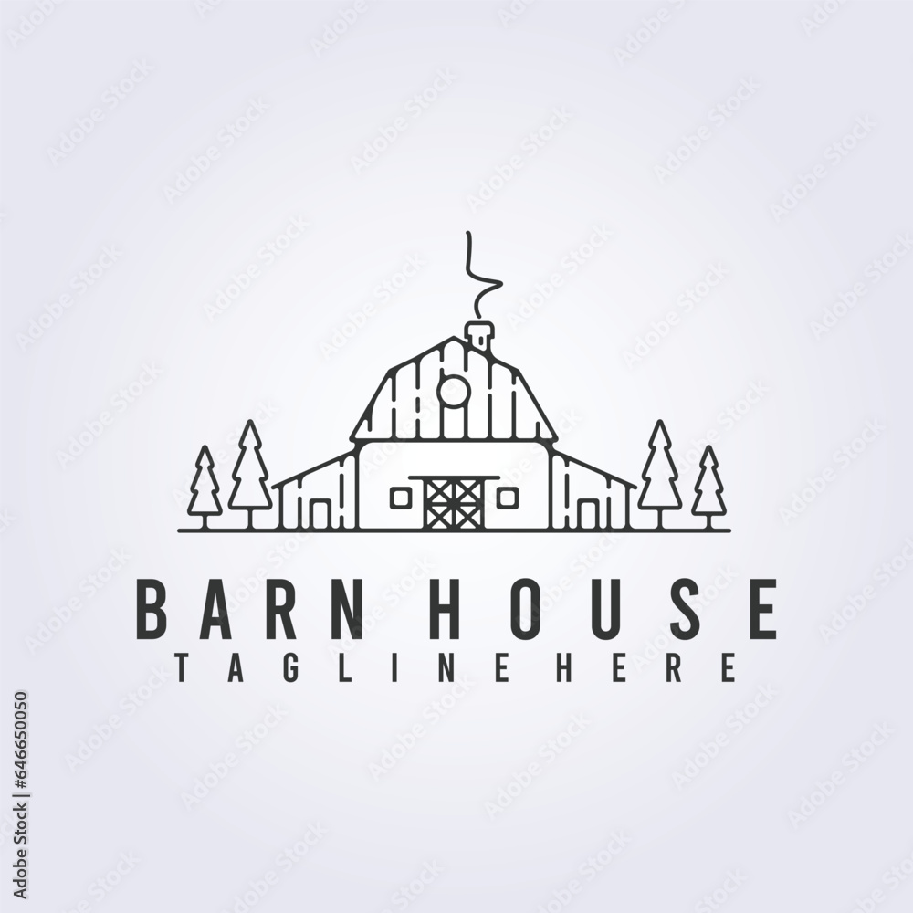 barn house rustic logo line art icon symbol template background vector illustration design