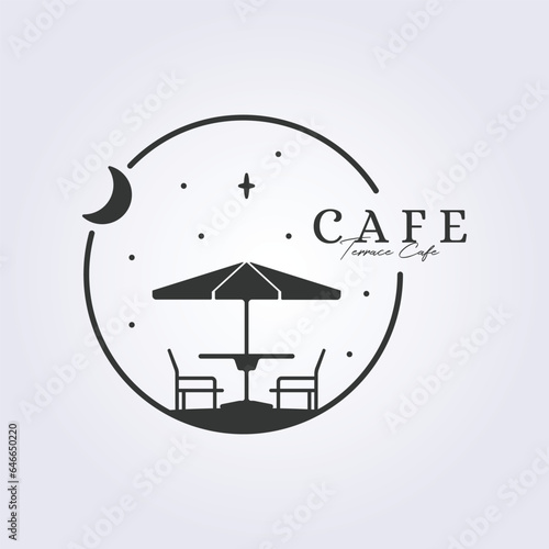 outdoor terrace cafe logo symbol icon sign line art vector illustration design
