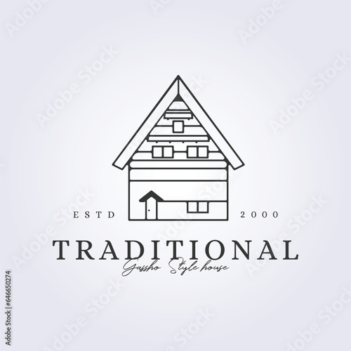 traditional japanese gasho house logo vector illustration design